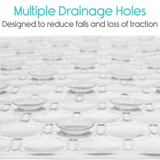 Multiple drainage holes. Designed to reduce falls and loss of traction