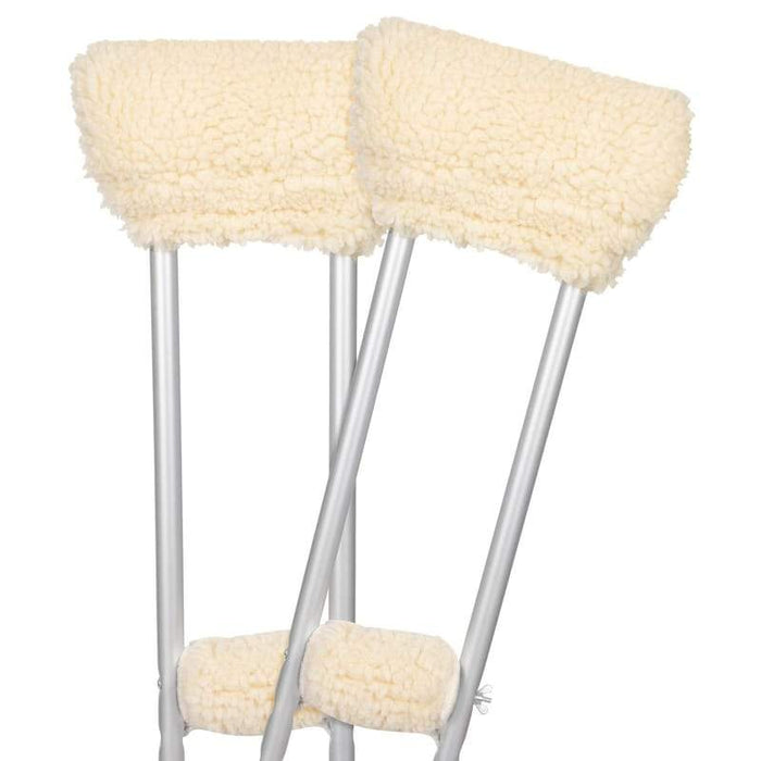 white sheepskin crutch pad