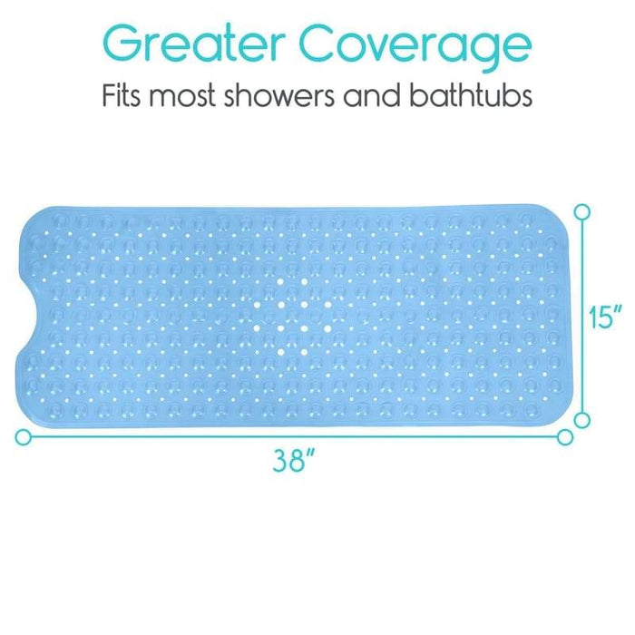 Greater Coverage Fits most showers and bathtubs